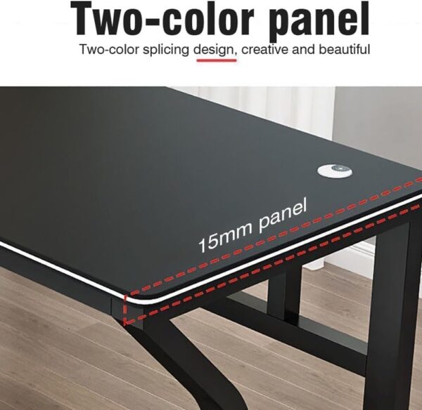 Emirates Living Desk, Black PC Computer Desk, Ergonomic Home Office Desk with K Shaped Leg Gaming Table Workstation for Gift Idea, Computer Desk with Bookshelf Office Desk - Image 7