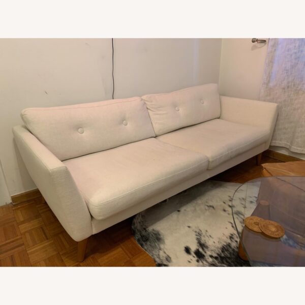 Emirates Living "" Office Sofa - a modern, white 3-seater. Stylishly upholstered and supported by cherry-stained wood legs, this comfy couch is perfect for home or office lounging.(WHITE) - Image 2