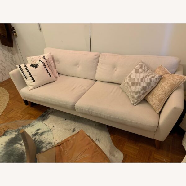 Emirates Living "" Office Sofa - a modern, white 3-seater. Stylishly upholstered and supported by cherry-stained wood legs, this comfy couch is perfect for home or office lounging.(WHITE) - Image 3