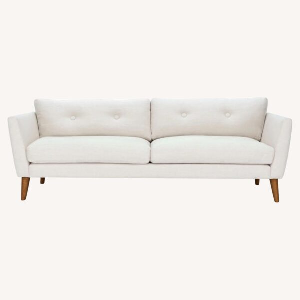 Emirates Living "" Office Sofa - a modern, white 3-seater. Stylishly upholstered and supported by cherry-stained wood legs, this comfy couch is perfect for home or office lounging.(WHITE) - Image 4