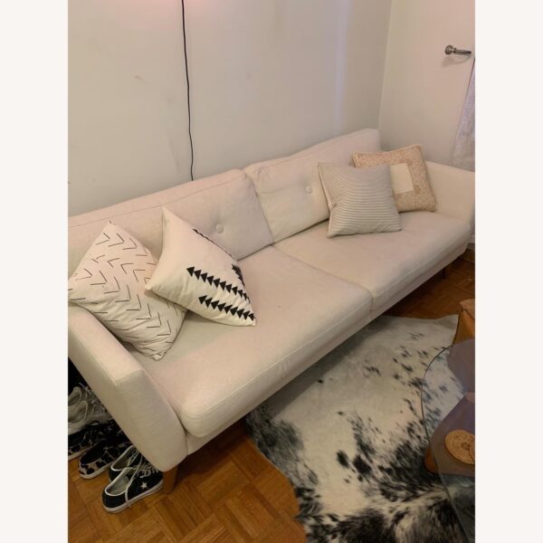 Emirates Living "" Office Sofa - a modern, white 3-seater. Stylishly upholstered and supported by cherry-stained wood legs, this comfy couch is perfect for home or office lounging.(WHITE) - Image 5