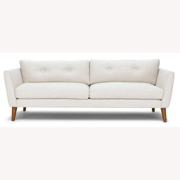Emirates Living "" Office Sofa - a modern, white 3-seater. Stylishly upholstered and supported by cherry-stained wood legs, this comfy couch is perfect for home or office lounging.(WHITE) - Image 6