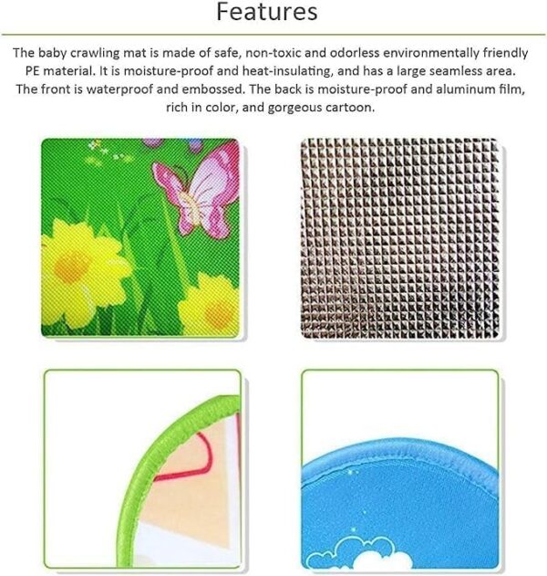 EMIRATES LIVING Waterproof Double Side Baby Play Crawl Floor Mat for Kids Picnic School Home (Large Size -6 X 5 ft, Multicolour) with Bag to Carry - Image 3