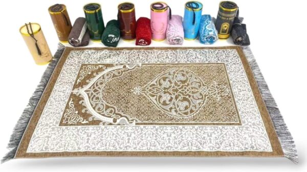 Emirates Living Muslim Prayer Rug, Traditional Style, Large, Thick, and Padded Mat, 99 Prayer Beads and a Cap Included for Men, Women and Kids(NM-30032-P) - Image 3