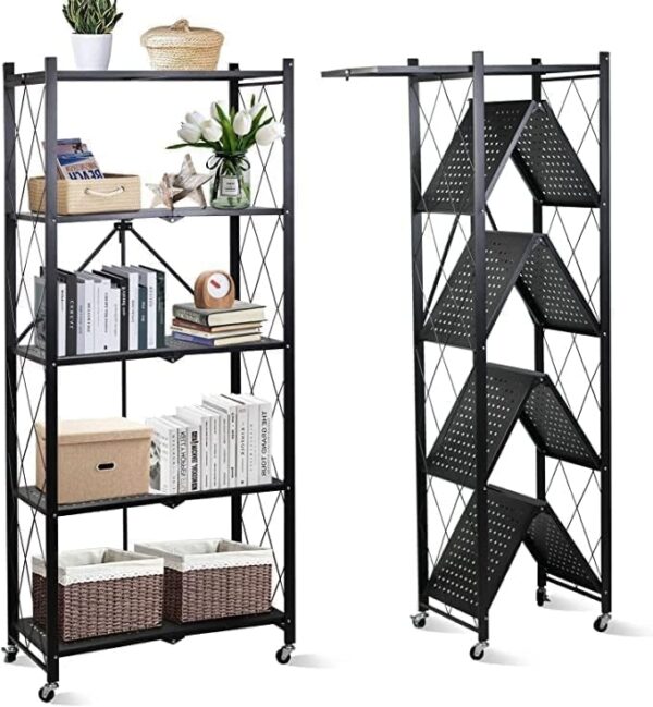 Emirates Living Foldable Storage Organizer 5 Tier,Shelves Kitchen Cabinet, Shelf Multipurpose Rack for Living Room Bedroom Kitchen Garage