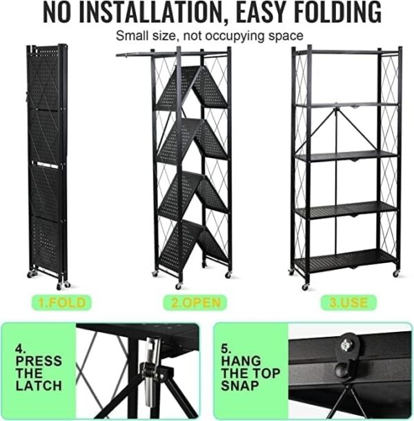 Emirates Living Foldable Storage Organizer 5 Tier,Shelves Kitchen Cabinet, Shelf Multipurpose Rack for Living Room Bedroom Kitchen Garage - Image 2