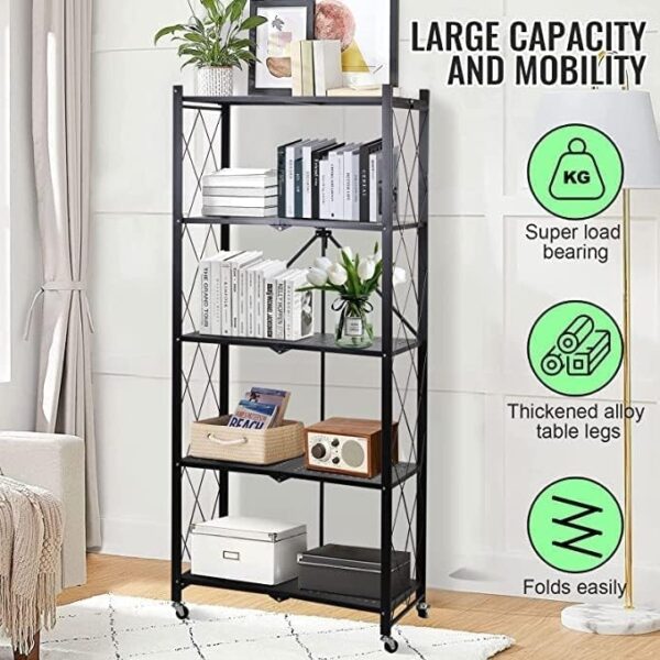 Emirates Living Foldable Storage Organizer 5 Tier,Shelves Kitchen Cabinet, Shelf Multipurpose Rack for Living Room Bedroom Kitchen Garage - Image 3