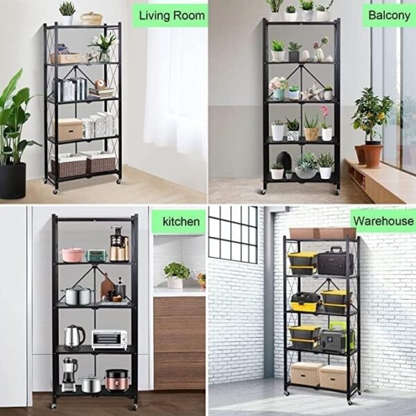 Emirates Living Foldable Storage Organizer 5 Tier,Shelves Kitchen Cabinet, Shelf Multipurpose Rack for Living Room Bedroom Kitchen Garage - Image 7