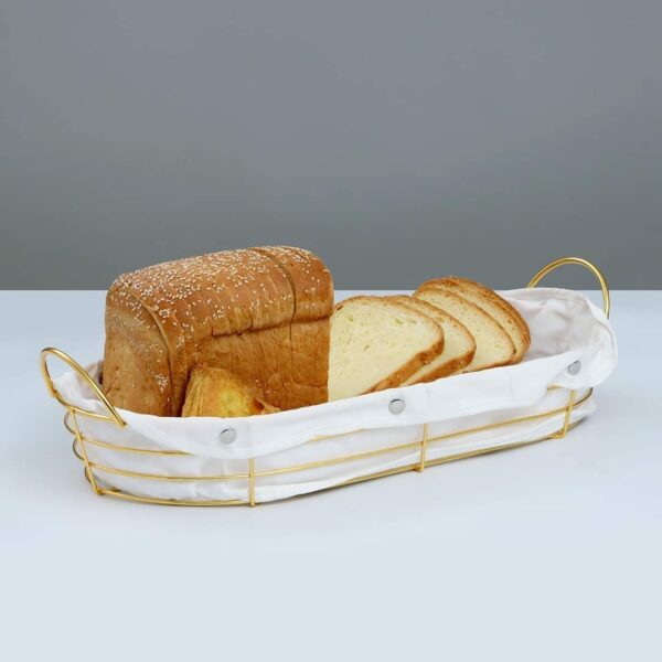 EMIRATES LIVING Metal Bread Basket with Fabric Lining, Rectangle Storage Baskets for Breads Vegetables Snacks Candies Fruits Tray Living Room Office Kitchen -Tableware (3 Piece set)(NW-30727)