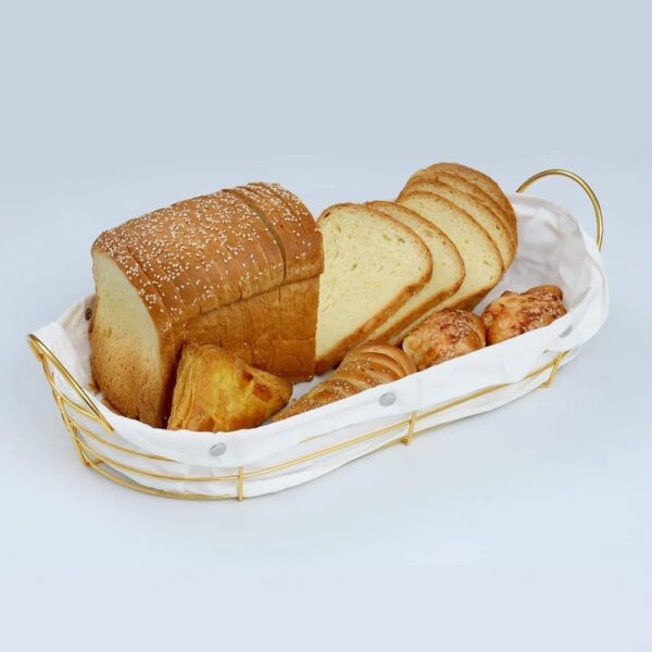 EMIRATES LIVING Metal Bread Basket with Fabric Lining, Rectangle Storage Baskets for Breads Vegetables Snacks Candies Fruits Tray Living Room Office Kitchen -Tableware (3 Piece set)(NW-30727) - Image 2