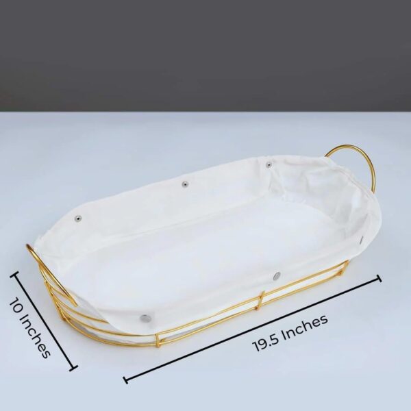 EMIRATES LIVING Metal Bread Basket with Fabric Lining, Rectangle Storage Baskets for Breads Vegetables Snacks Candies Fruits Tray Living Room Office Kitchen -Tableware (3 Piece set)(NW-30727) - Image 3