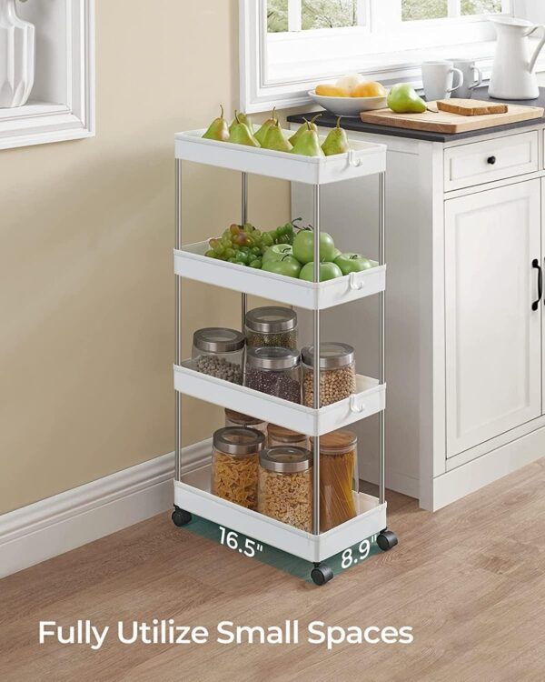Emirates Living 4-Tier Slide Out Storage Cart, Slim Rolling Cart on Wheels, Slim Storage Cart, Space-Saving Bathroom Storage, Kitchen, Narrow Shelf - Image 2