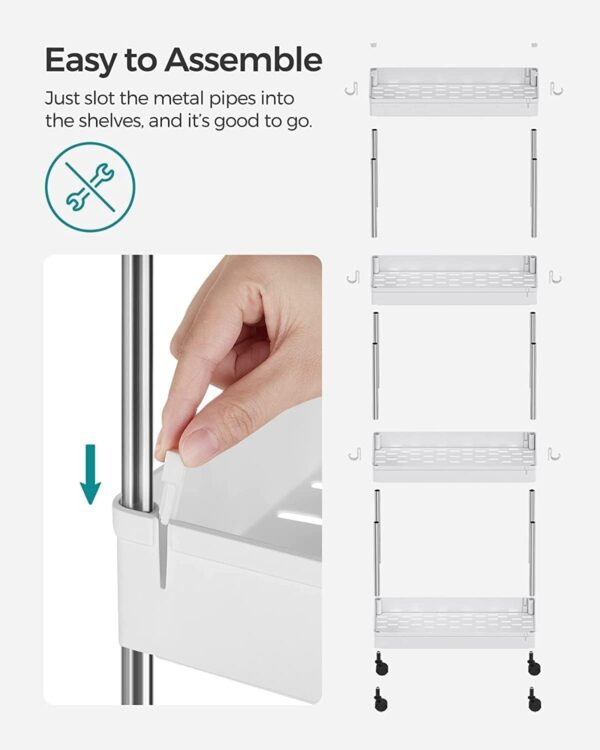 Emirates Living 4-Tier Slide Out Storage Cart, Slim Rolling Cart on Wheels, Slim Storage Cart, Space-Saving Bathroom Storage, Kitchen, Narrow Shelf - Image 6