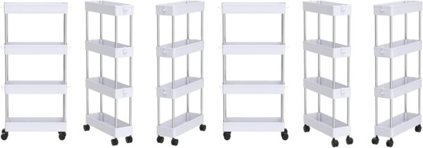 Emirates Living 4-Tier Slide Out Storage Cart, Slim Rolling Cart on Wheels, Slim Storage Cart, Space-Saving Bathroom Storage, Kitchen, Narrow Shelf - Image 7