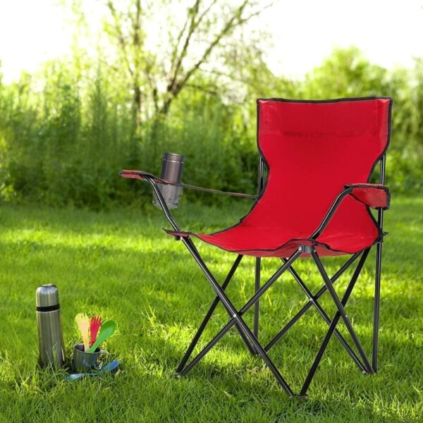 Emirates Living Folding Camping Chair | Portable Beach Chair with Cup Holder | With Carry Bag | For Fishing, Camping, Picnic, BBQ, Beach & Other Outdoor Activities