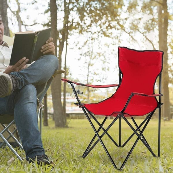 Emirates Living Folding Camping Chair | Portable Beach Chair with Cup Holder | With Carry Bag | For Fishing, Camping, Picnic, BBQ, Beach & Other Outdoor Activities - Image 2