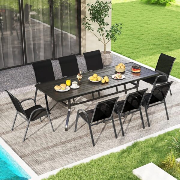 Emirates Living Patio Chairs, Stackable Patio Chairs with Armrests and Breathable Seat Fabric, Outdoor Dining Chair for Patio, Pool Side, Backyard | steel frame with powder coating (Classic, Black) - Image 5