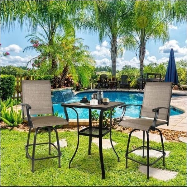 Emirates Living 3-Piece Outdoor Bistro Set with Metal Frame, Includes Patio Table and 2 Chairs – Perfect for Garden, Balcony, or Patio Dining and Relaxing - Image 2