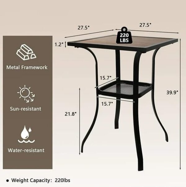 Emirates Living 3-Piece Outdoor Bistro Set with Metal Frame, Includes Patio Table and 2 Chairs – Perfect for Garden, Balcony, or Patio Dining and Relaxing - Image 4