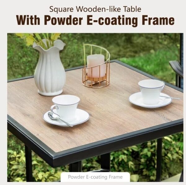 Emirates Living 3-Piece Outdoor Bistro Set with Metal Frame, Includes Patio Table and 2 Chairs – Perfect for Garden, Balcony, or Patio Dining and Relaxing - Image 10
