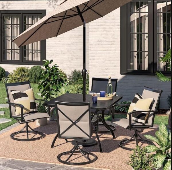 Emirates Living Outdoor Patio Dining Set with 4 Swivel Chairs and Square Table – Perfect for Outdoor Dining, Backyard, Garden, or Patio Entertainment and Relaxation. - Image 4