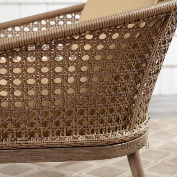 Emirates Living Outdoor Patio Set: 2 Elegant Wicker Chairs with Plush Cushions & Stylish Round Side Table for Ultimate Comfort and Relaxation - Image 8
