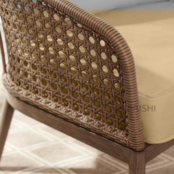 Emirates Living Outdoor Patio Set: 2 Elegant Wicker Chairs with Plush Cushions & Stylish Round Side Table for Ultimate Comfort and Relaxation - Image 9