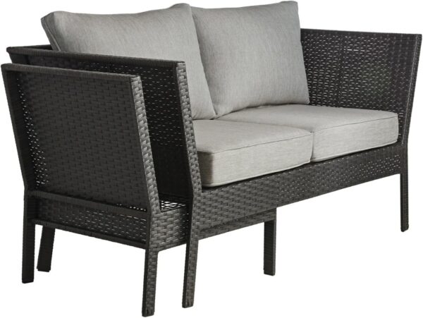 Emirates Living Outdoor Patio Furniture Set, 3 Chairs with Centre Table, Grey Cushions - Image 3