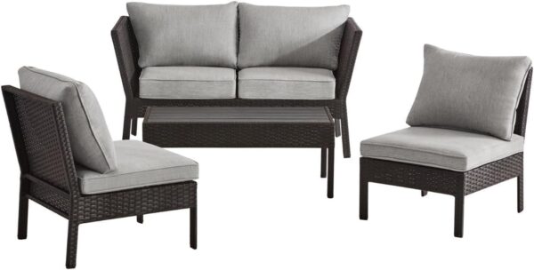 Emirates Living Outdoor Patio Furniture Set, 3 Chairs with Centre Table, Grey Cushions - Image 4
