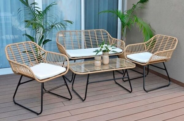 Emirates Living Rattan Garden Furniture Rattan Chair Outdoor Indoor Sofa Cushions Balcony Conservatory 4 Piece Backyard Modern Style Sofa Set