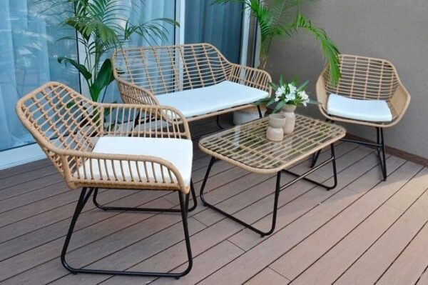 Emirates Living Rattan Garden Furniture Rattan Chair Outdoor Indoor Sofa Cushions Balcony Conservatory 4 Piece Backyard Modern Style Sofa Set - Image 5