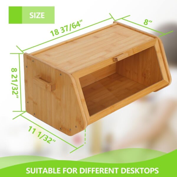 Emirates Living Bamboo Bread Box keep The Bread Fresh For Kitchen Counter-Large Capacity Wooden Bread Storage Container Farmhouse Bread Box with Window Bread Holder - Image 3