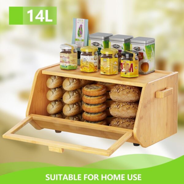 Emirates Living Bamboo Bread Box keep The Bread Fresh For Kitchen Counter-Large Capacity Wooden Bread Storage Container Farmhouse Bread Box with Window Bread Holder - Image 4