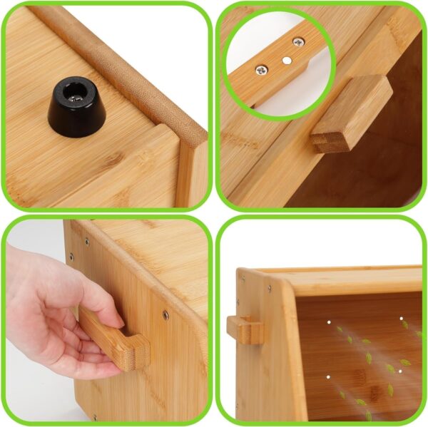 Emirates Living Bamboo Bread Box keep The Bread Fresh For Kitchen Counter-Large Capacity Wooden Bread Storage Container Farmhouse Bread Box with Window Bread Holder - Image 5