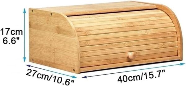 Emirates Living Bamboo Bread Box, Bread Box With Lid, Bread Basket Basket Sweets Storage Basket-Small - Image 3