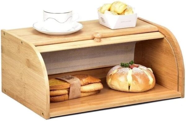 Emirates Living Bamboo Bread Box, Bread Box With Lid, Bread Basket Basket Sweets Storage Basket-Small - Image 4