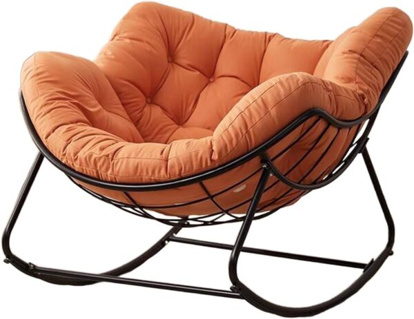 Emirates Living Rocking Chair with Thick Soft Seat, Modern Lounge & Nursing Chair for Balcony and Living Room, High Backrest, Wide Armrests, and Padded Cushion