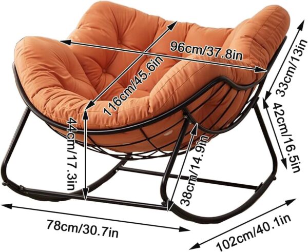 Emirates Living Rocking Chair with Thick Soft Seat, Modern Lounge & Nursing Chair for Balcony and Living Room, High Backrest, Wide Armrests, and Padded Cushion - Image 2