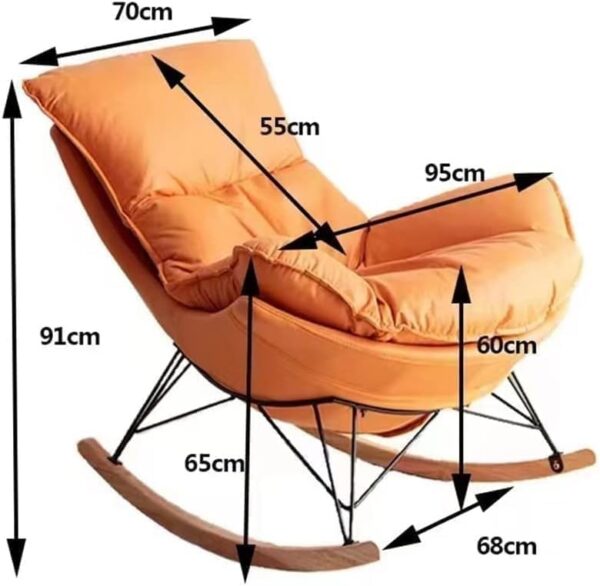 Emirates Living Rocking Chair Fabric Rocker Retro Design Relax Chair Armchair with Metal And Wood Legs,Modern Padded Leisure Rocker Chairs for Home Living Room Bedroom Office Furniture (BROWN) - Image 2