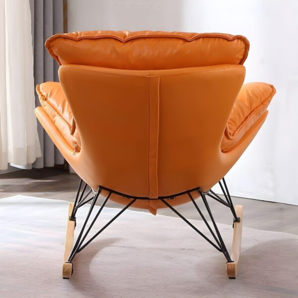 Emirates Living Rocking Chair Fabric Rocker Retro Design Relax Chair Armchair with Metal And Wood Legs,Modern Padded Leisure Rocker Chairs for Home Living Room Bedroom Office Furniture (BROWN) - Image 6