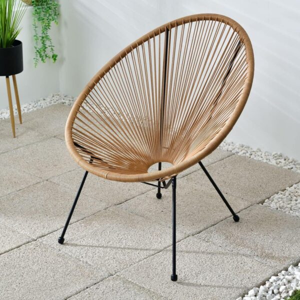Emirates Living Outdoor Indoor Acapulco Chair All-Weather Patio Conversation Bistro chair with Flexible Rattan and Heavy-Duty Frame Lightweight Scoop Chair for Balcony Porch Garden Living Room