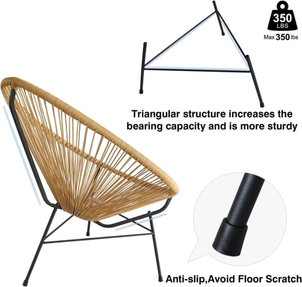Emirates Living Outdoor Indoor Acapulco Chair All-Weather Patio Conversation Bistro chair with Flexible Rattan and Heavy-Duty Frame Lightweight Scoop Chair for Balcony Porch Garden Living Room - Image 6