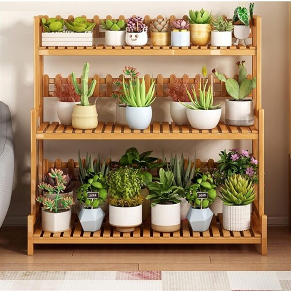 Emirates Living 3 Tier Bamboo Plant Stand Widen Flower Pot Stand Display Rack for Indoor Outdoor Garden Greenhouse Patio Natural