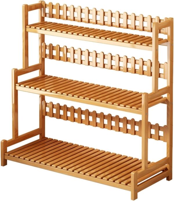 Emirates Living 3 Tier Bamboo Plant Stand Widen Flower Pot Stand Display Rack for Indoor Outdoor Garden Greenhouse Patio Natural - Image 2