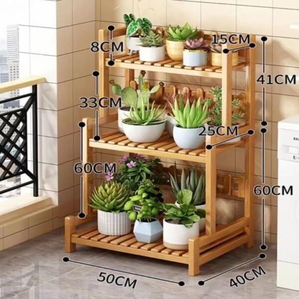 Emirates Living 3 Tier Bamboo Plant Stand Widen Flower Pot Stand Display Rack for Indoor Outdoor Garden Greenhouse Patio Natural - Image 3