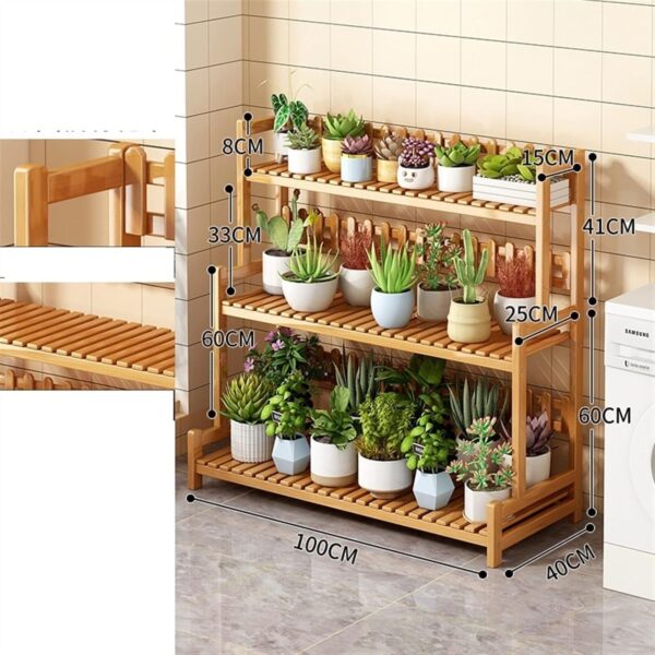 Emirates Living 3 Tier Bamboo Plant Stand Widen Flower Pot Stand Display Rack for Indoor Outdoor Garden Greenhouse Patio Natural - Image 4