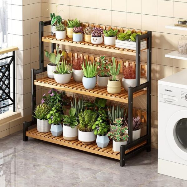 Emirates Living 3 Tier Bamboo Plant Stand Widen Flower Pot Stand Display Rack for Indoor Outdoor Garden Greenhouse Patio.