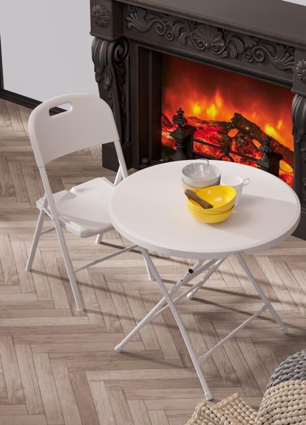 EMIRATES LIVING Decoration Modern Round Side Table End Accent Table Couch Table Marble Finish Table Top Black Metal Frame Dining Table