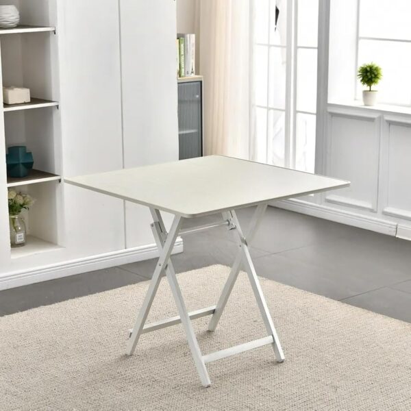 EMIRATES LIVING Decoration Modern Aquare Side table Marble Finish Top Black Metal Frame 60 x 60 (WHITE)