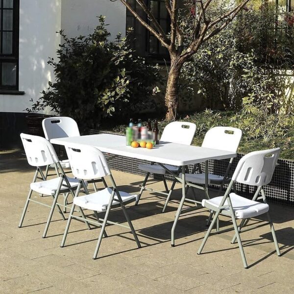 EMIRATES LIVING 1.8M 6Ft Foldable Lightweight Table, Durable Outdoor And Indoor Portable Table, Colour White - Image 2